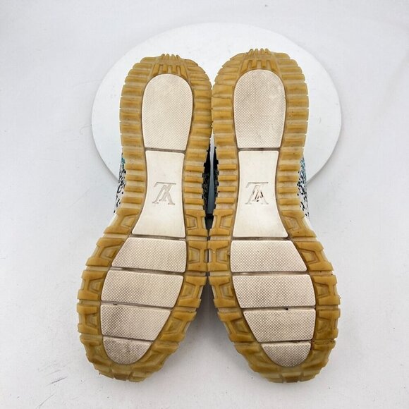Louis Vuitton Run Away Men Size UK 9 US 10 Turquoise Leather Tennis Sneakers - Picture 10 of 15
